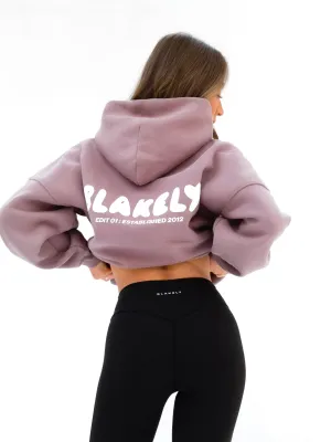 Cloud Print Oversized Hoodie - Dusty Pink Waffle Knit Texture Yoke Back Design