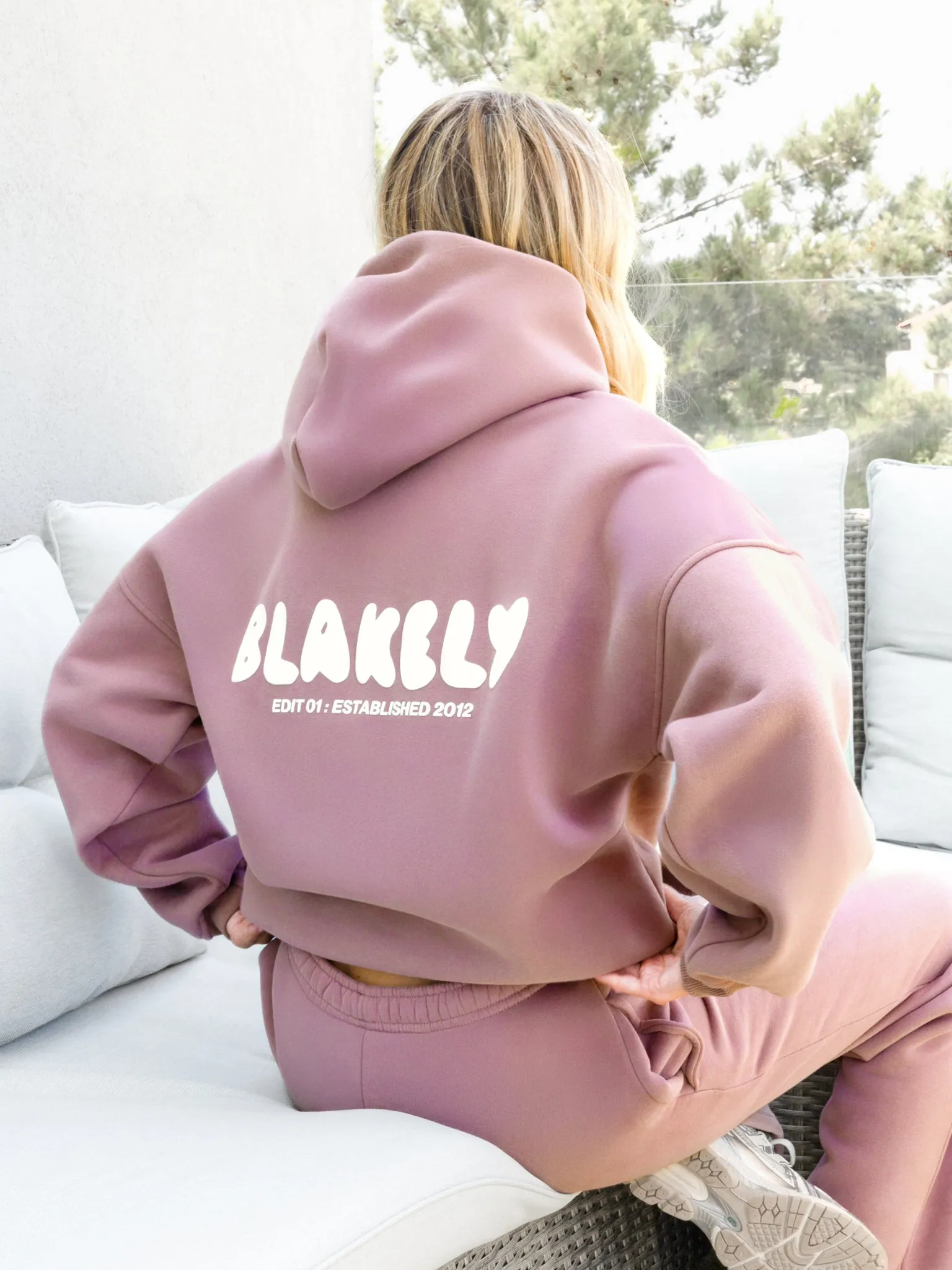 Cloud Print Oversized Hoodie - Dusty Pink Spring clothing