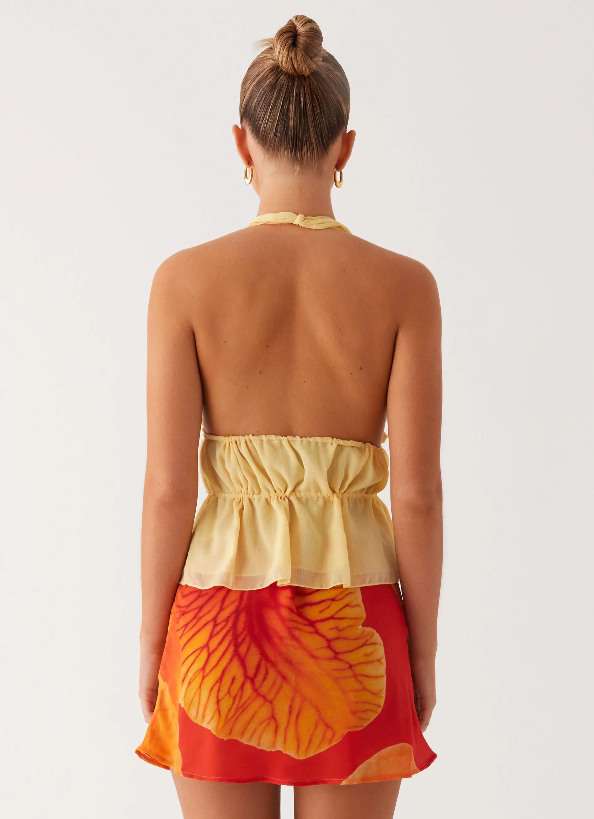 Unlined Look Breezy Palms Mini Skirt - Serene Orange