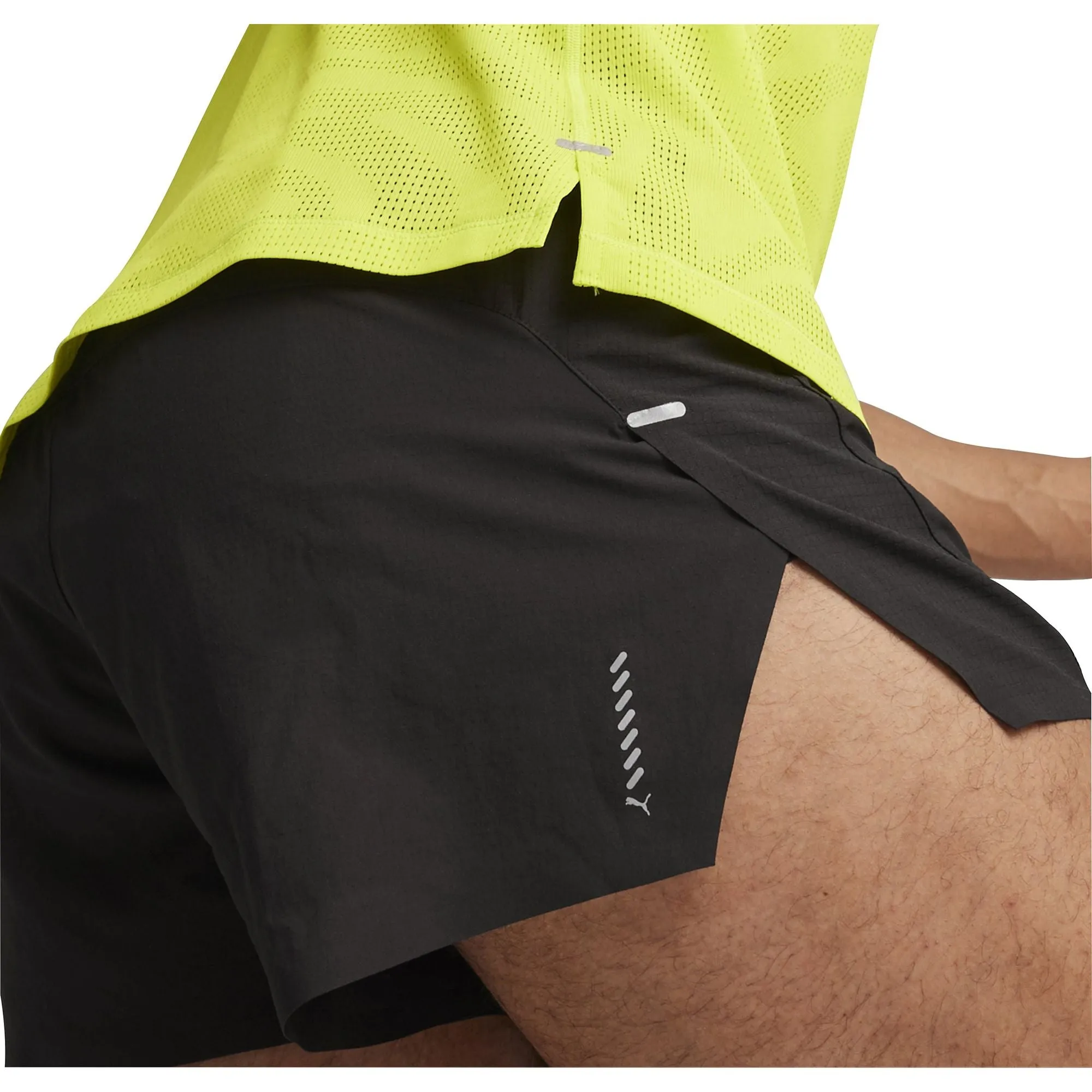 Puma Run Ultraweave Velocity 3 Inch Mens Running Shorts - Black Odor Resistant Treatment Mid Rise