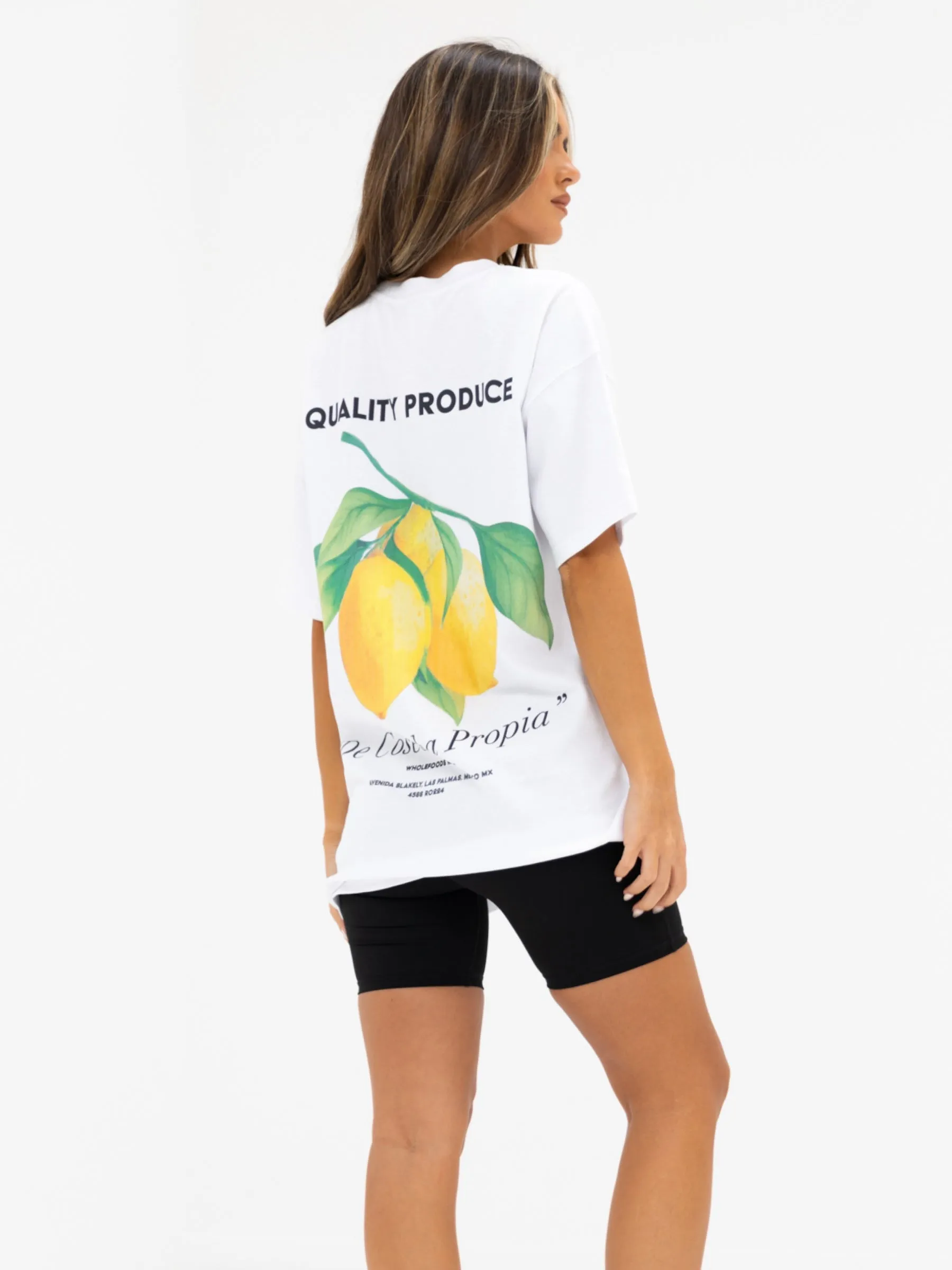 college Lia Lemon Oversized T-Shirt - White