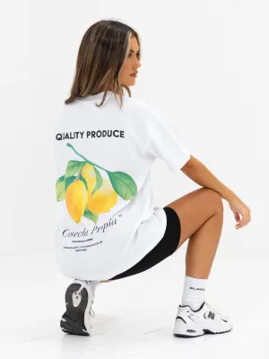 Fuzz Free Surface Lia Lemon Oversized T-Shirt - White