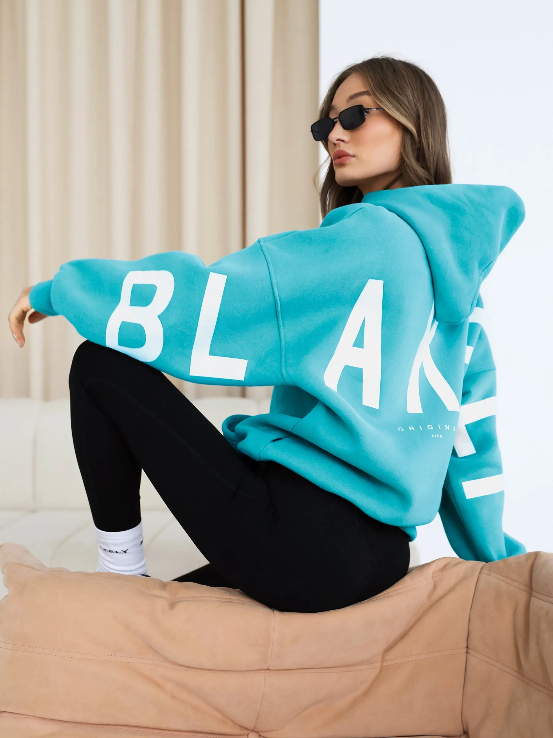 Isabel Oversized Hoodie - Aqua Whale like