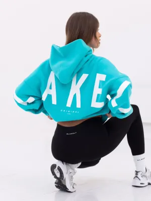 Isabel Oversized Hoodie - Aqua bike ride Faux Fur Trim