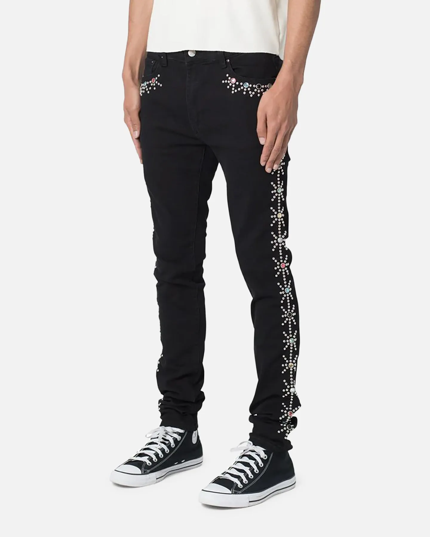 MNML X620 Studded Skinny Denim Jean Black Relaxed Style Work Ready Outdoor Enthusiast