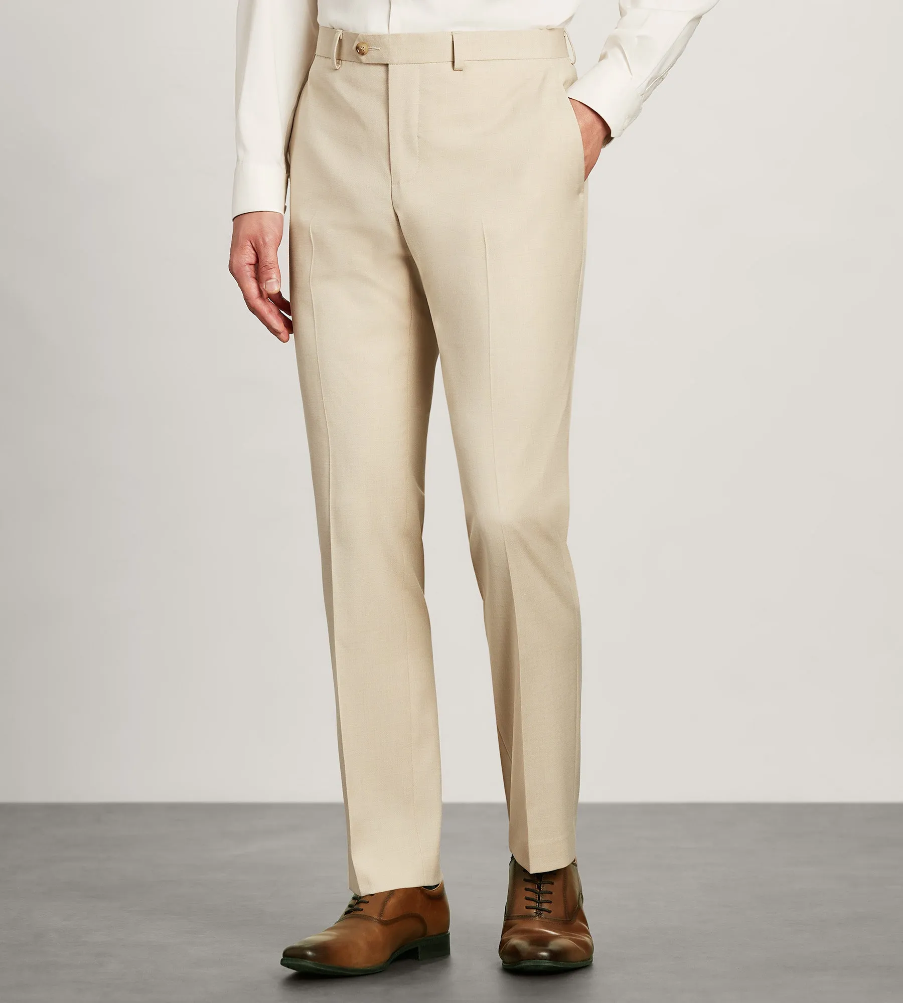 MultiPocketDesign Cozy Fit Slim Fit Wheat Solid Suit Pants