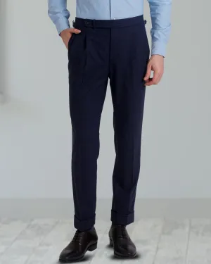 All Day Fit Fast Move Pleated Vitale Barberis Canonico - 4 Ply Tropical Wool: Dark Indigo Dress Pant
