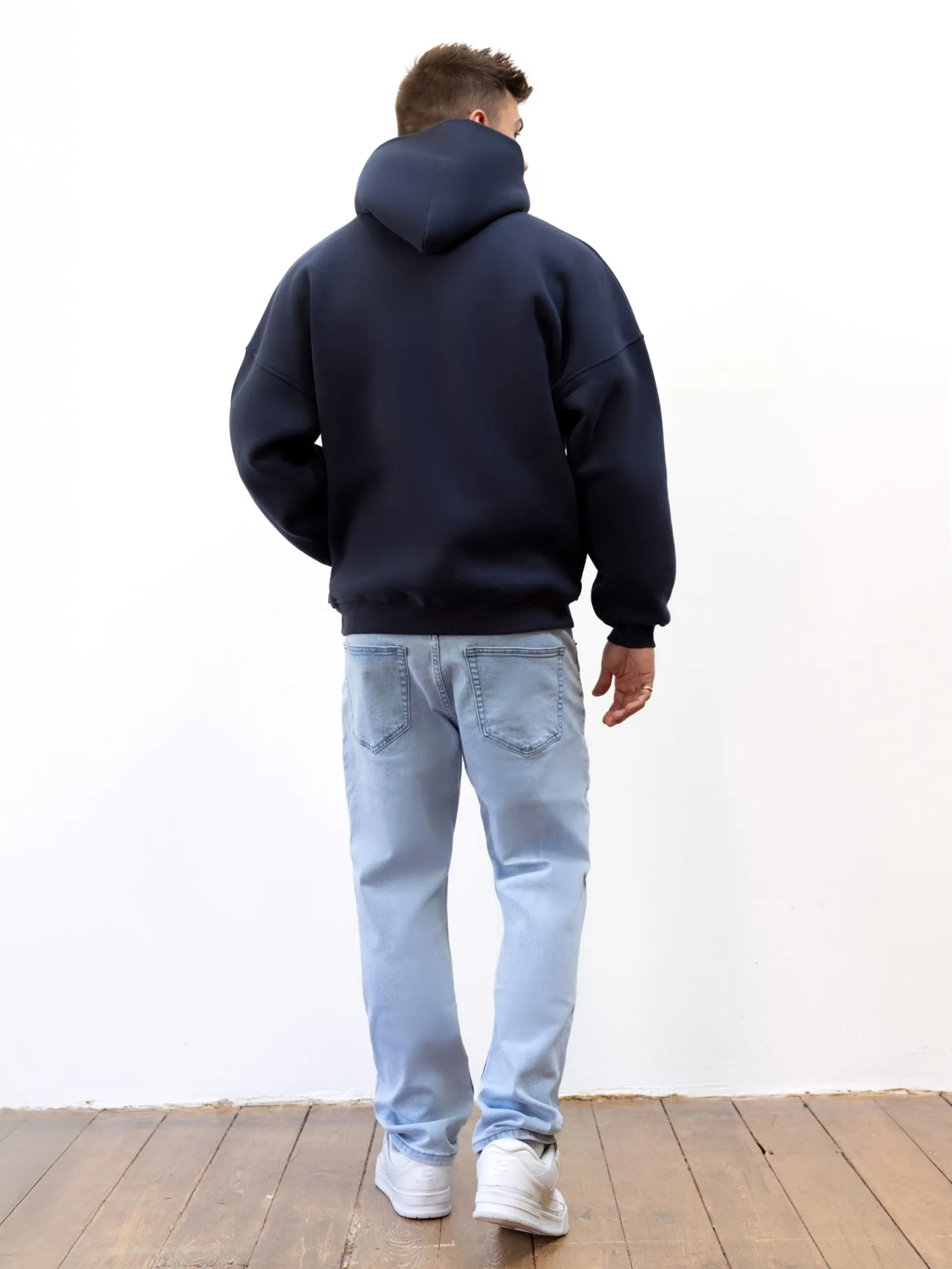 High Neck Collar Jungle style Legacy Relaxed Hoodie - True Navy