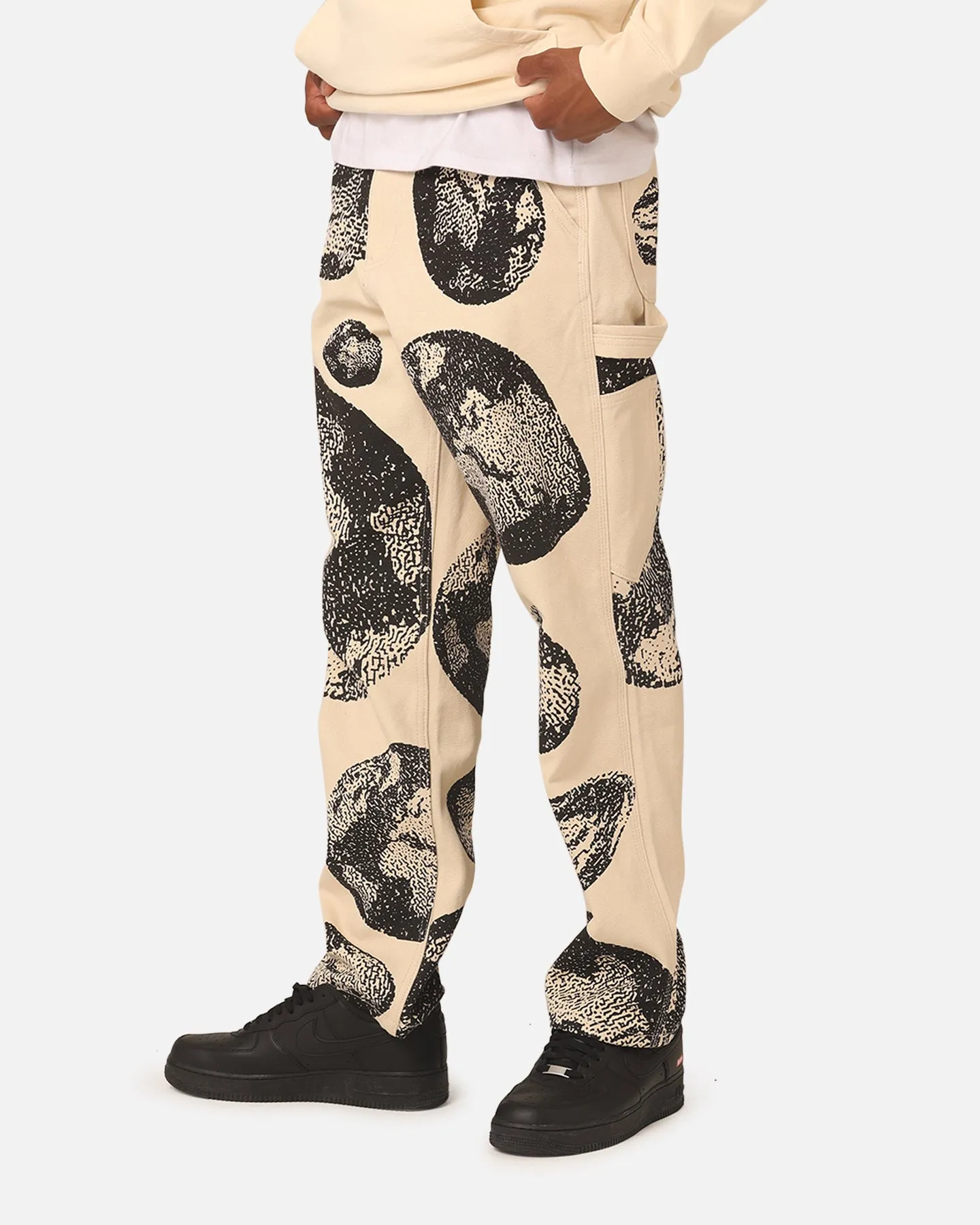 Layered Look Simple Choice Market Carpenter Pants Ecru