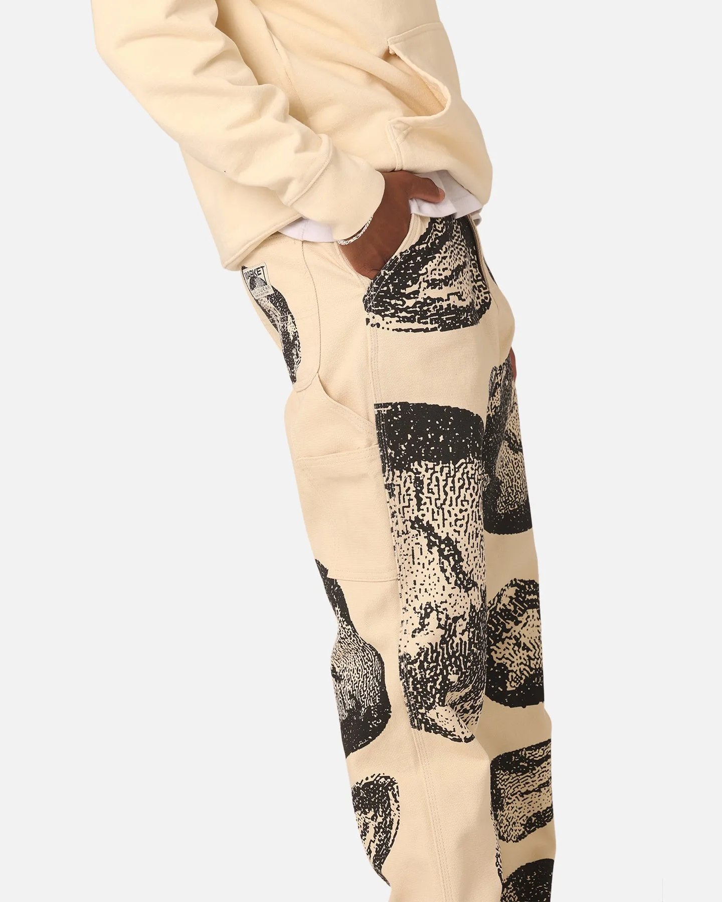 Seamless Waistband Finish Elegant Formal Market Carpenter Pants Ecru