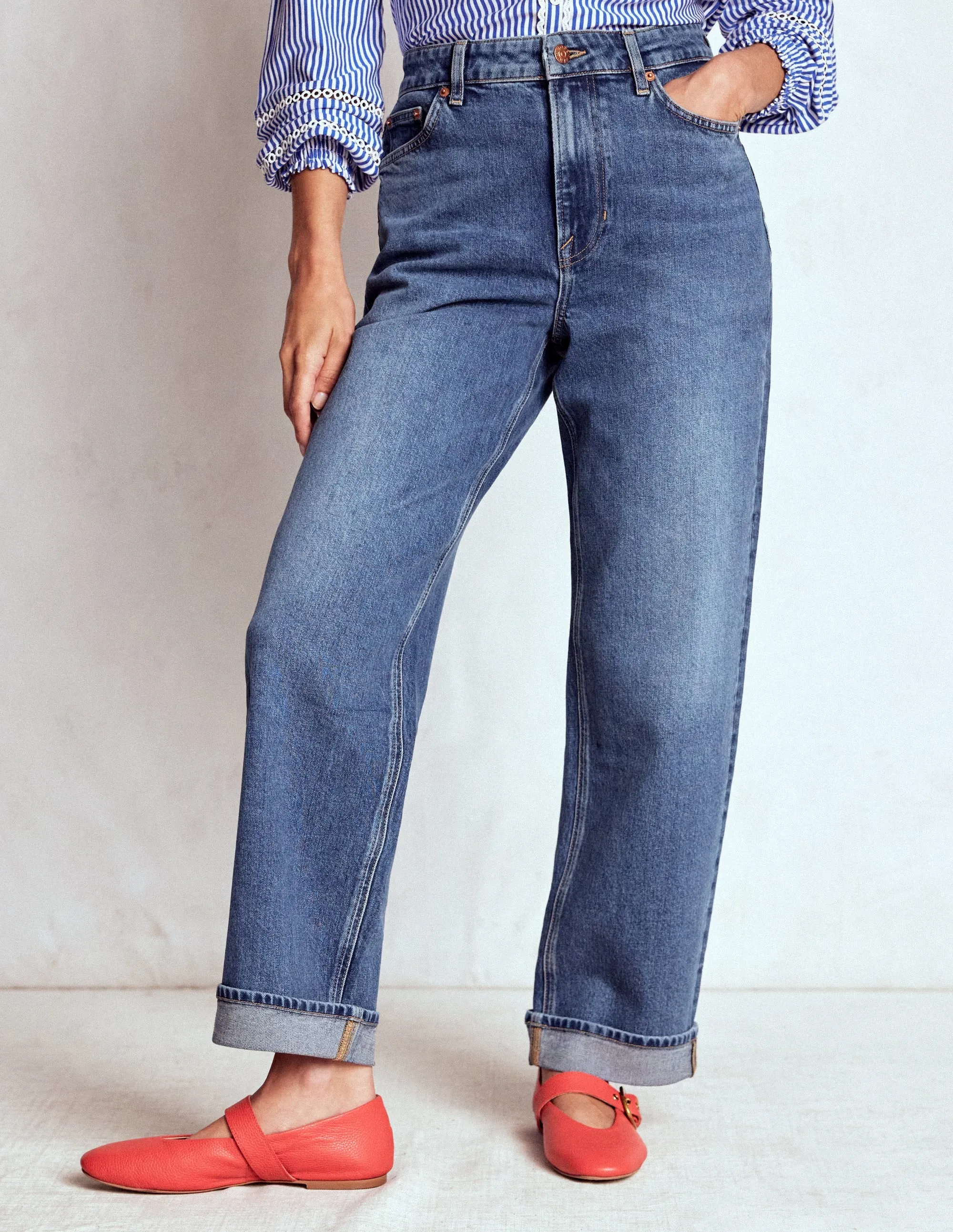 Mid Rise Stretch Jeans-Mid Vintage Functional Fit Regular Look
