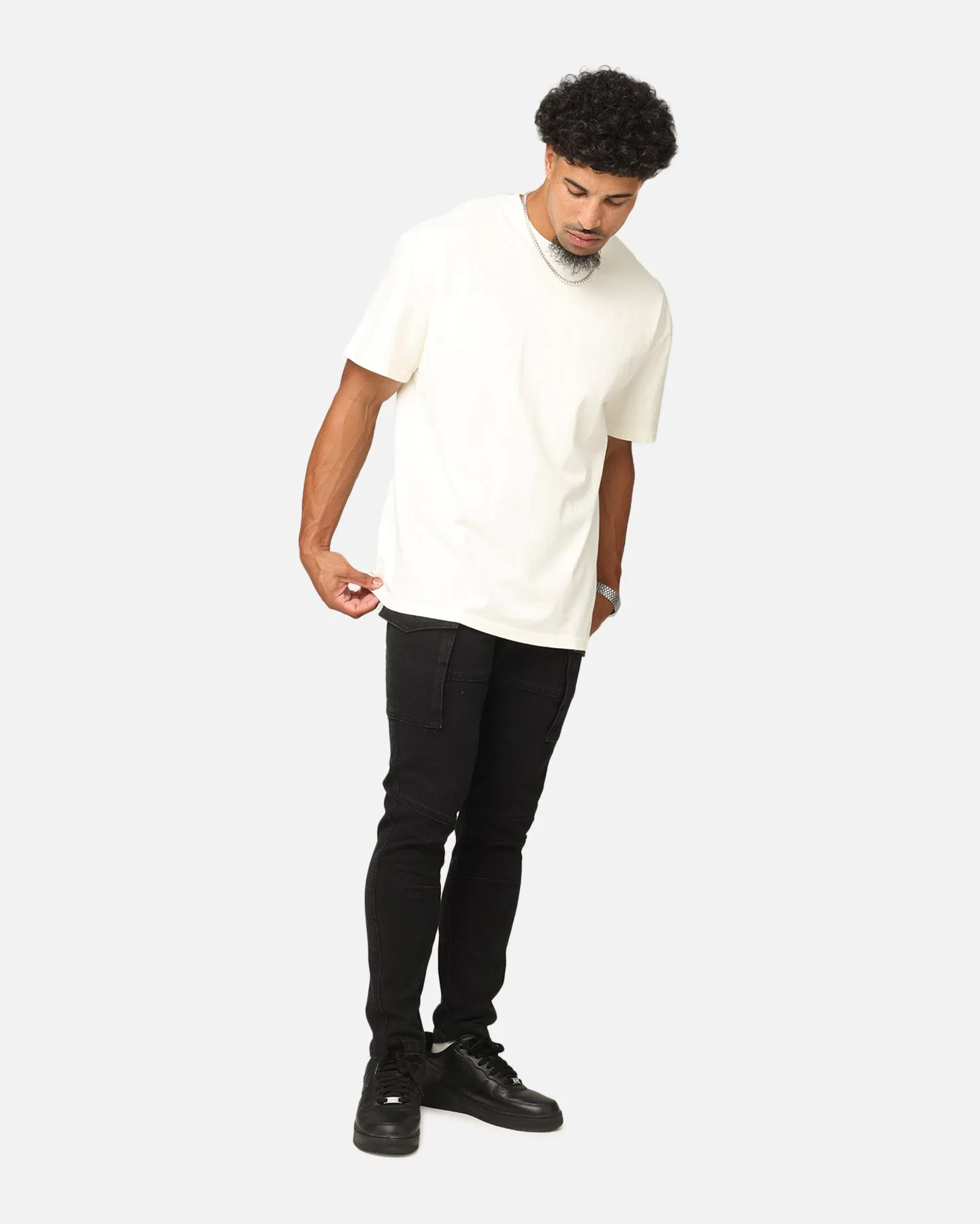 Versatile Weekend Style Saint Morta Skinny Cargo Jeans Vintage Black