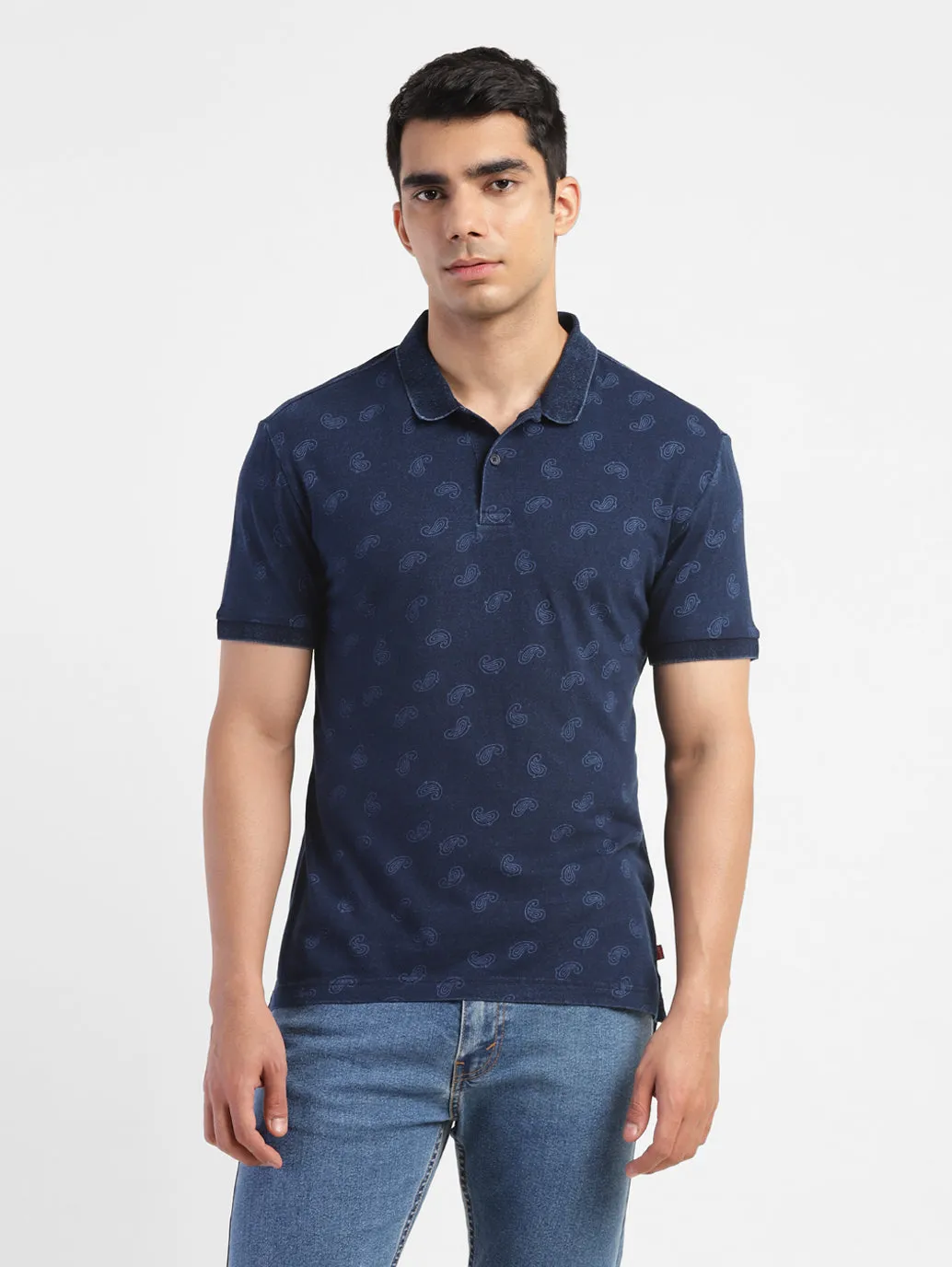 Men's Paisley Print Polo T-shirt Business Ready