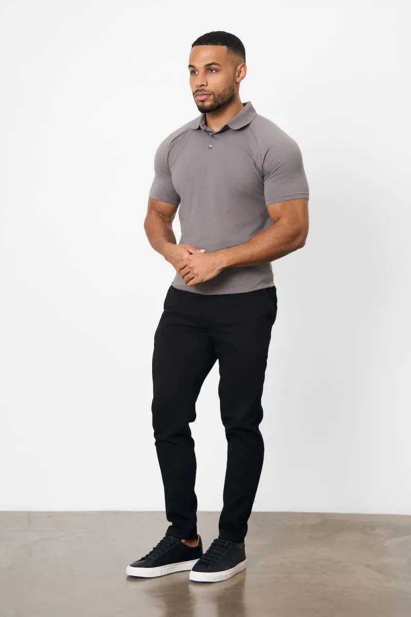 Lounge Wear Weekend Outing Athletic Fit Polo Shirt in Charcoal