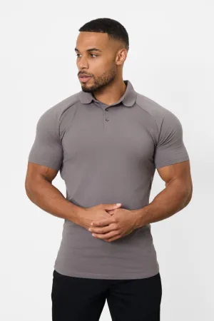Athletic Fit Polo Shirt in Charcoal LowMaintenance Fabric
