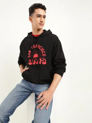 Men's Solid Black Hooded Sweatshirt colorful