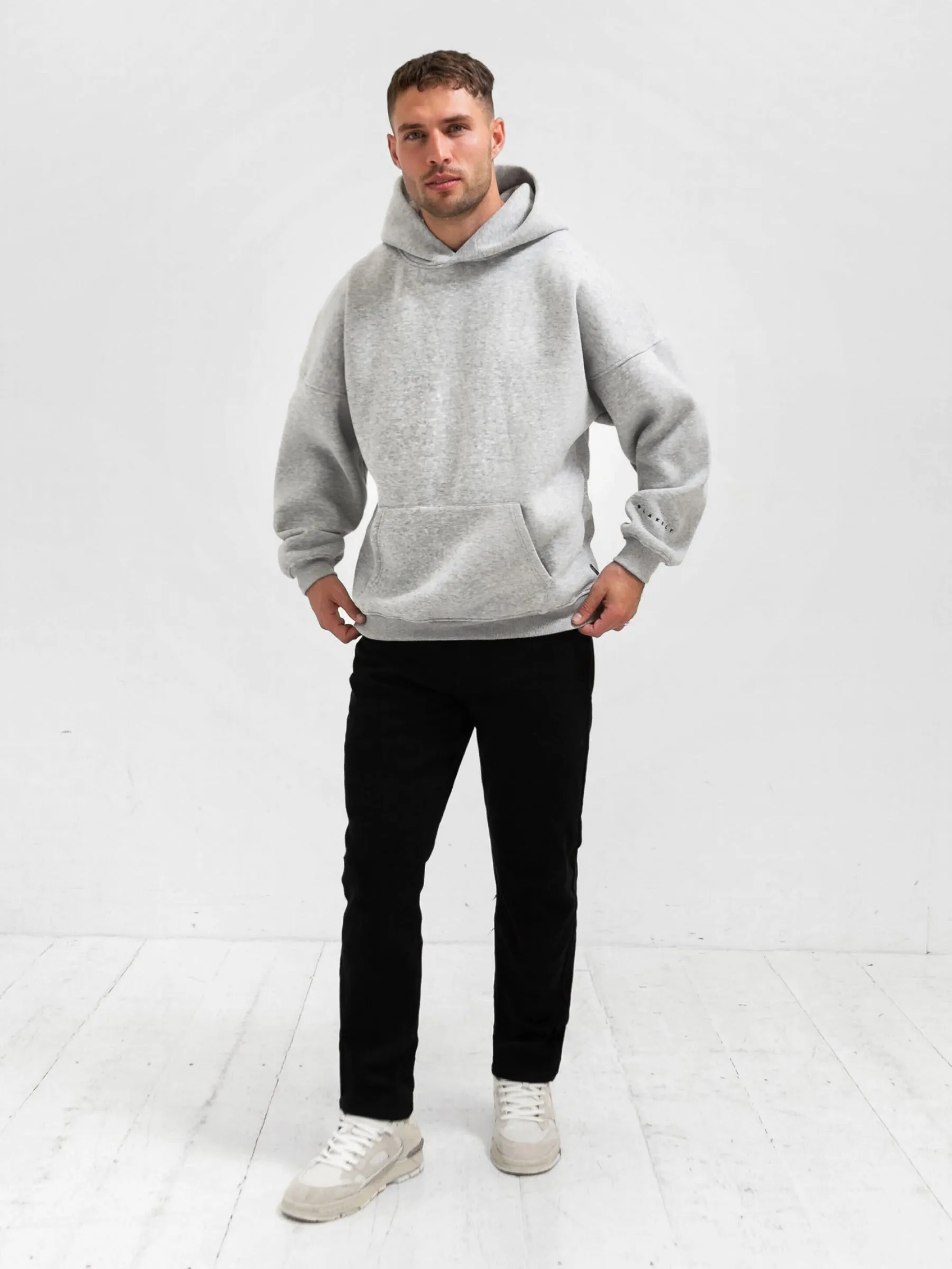 Social Media Worthy Modern Aesthetic Outline Idris Oversized Hoodie - Marl Grey
