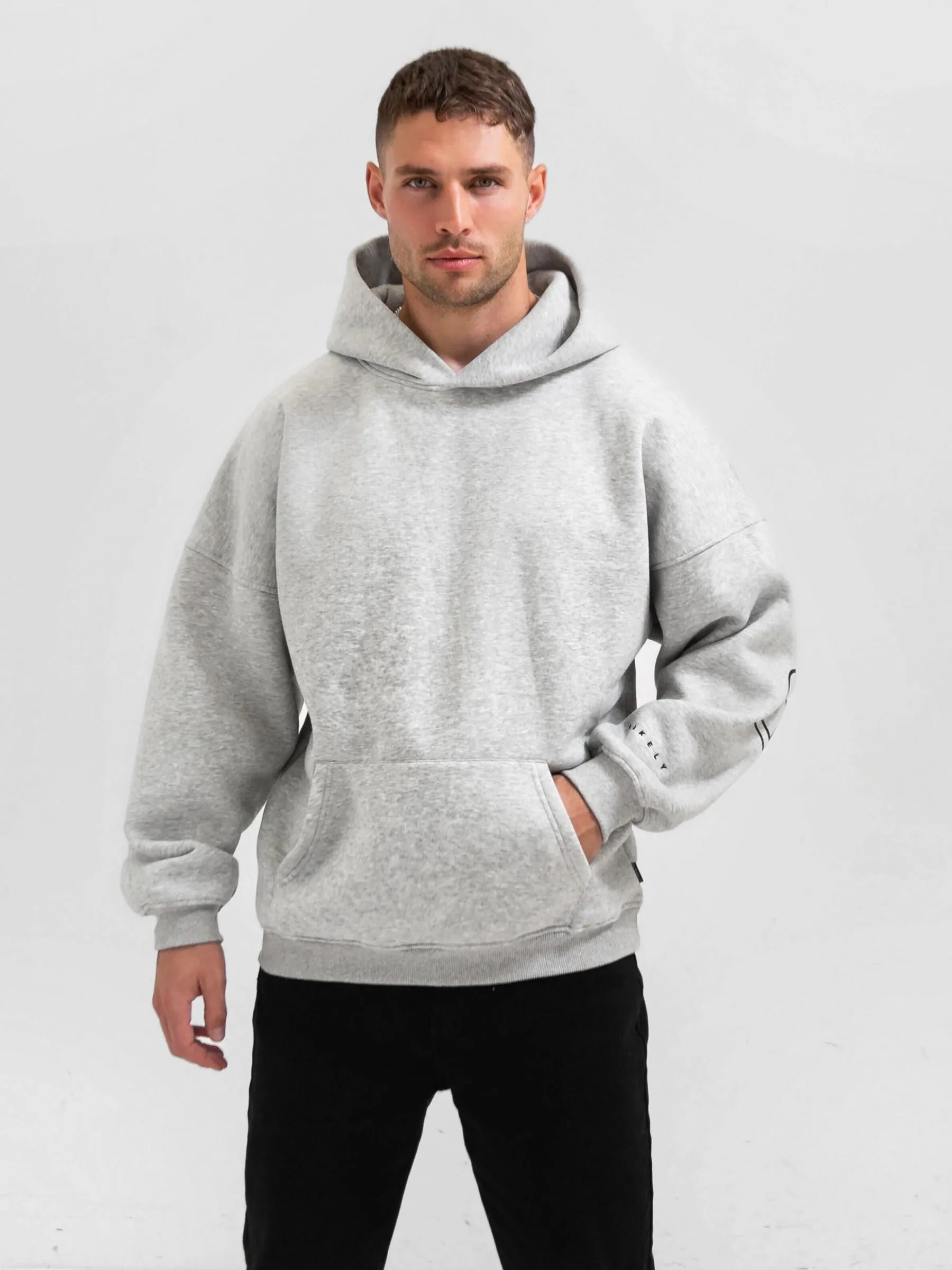Outline Idris Oversized Hoodie - Marl Grey Reinforced Seams