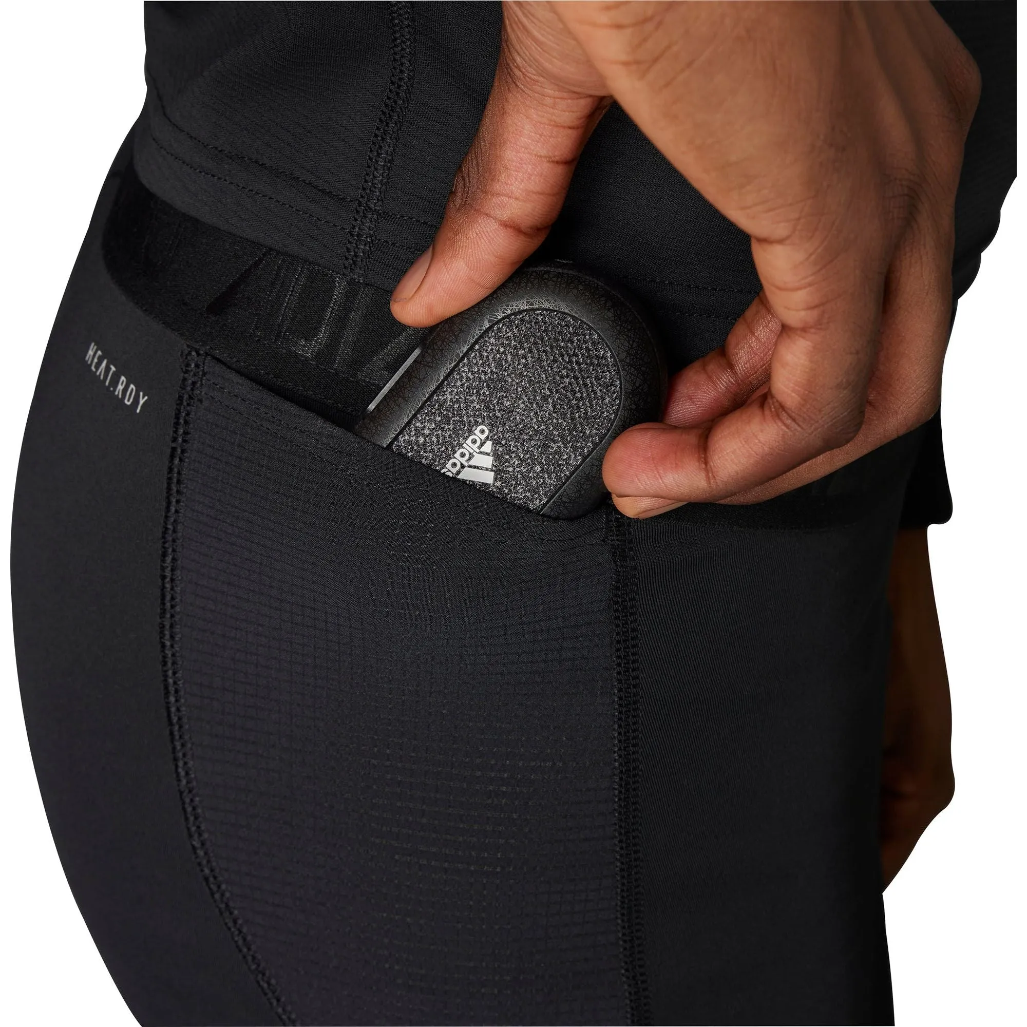 adidas Adizero Mens Short Running Tights - Black mesh ventilation