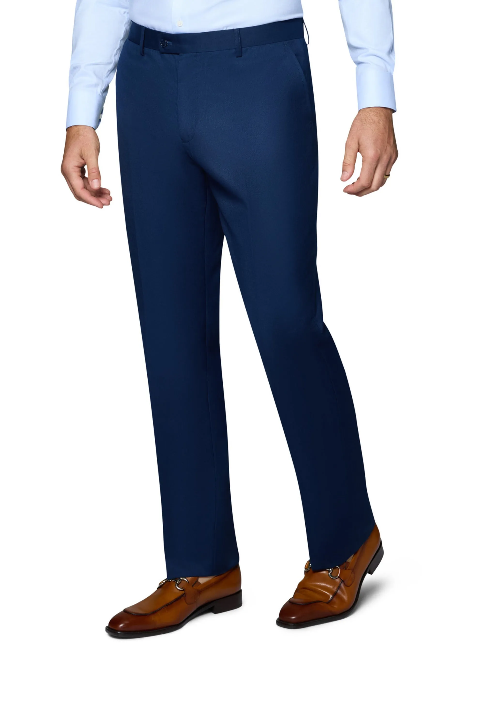 Bergamo Orange Solid Modern Fit Pants - New Blue Windproof Membrane