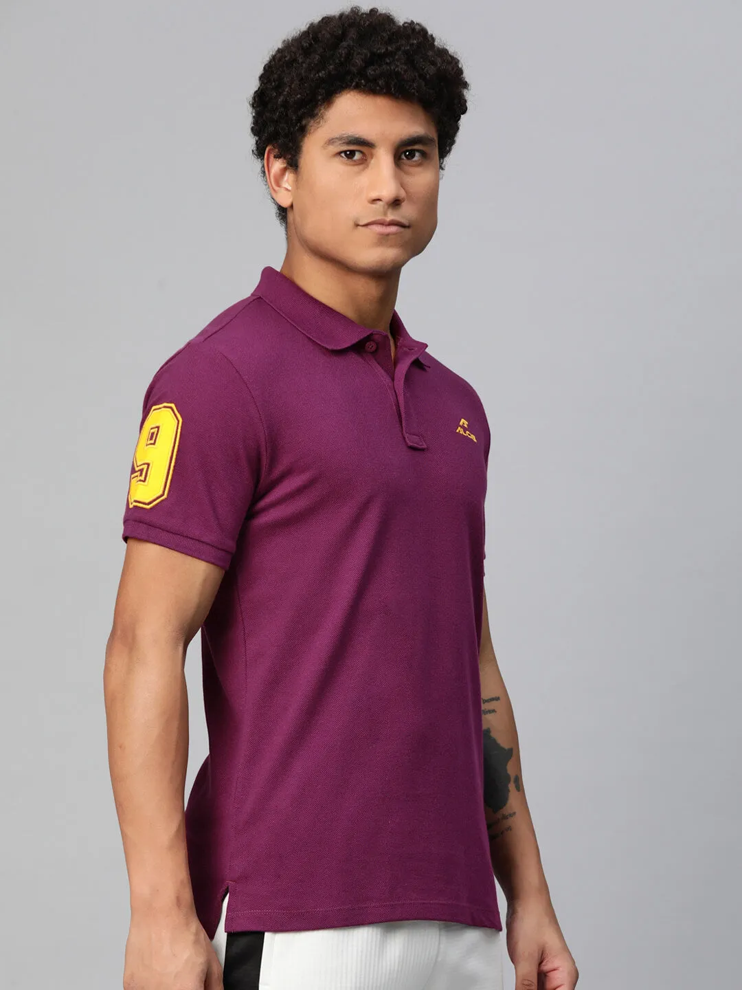 DoubleStitched Seams Smart Outfit Alcis Men Typography Printed Polo Collar Dry Tech Slim Fit T-shirt