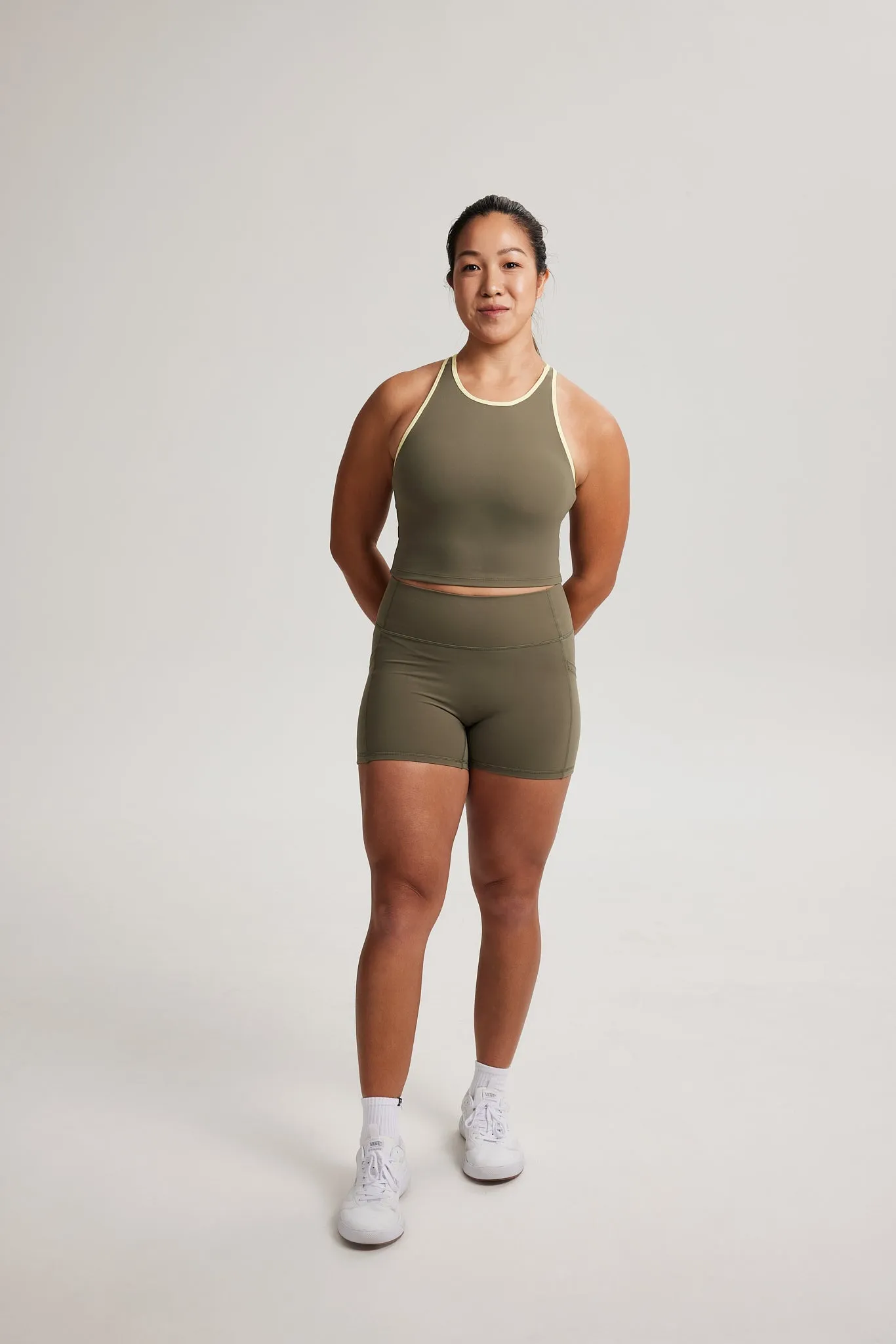 Maternity Smooth Surface Classic Crop (Contrast) in Avocado
