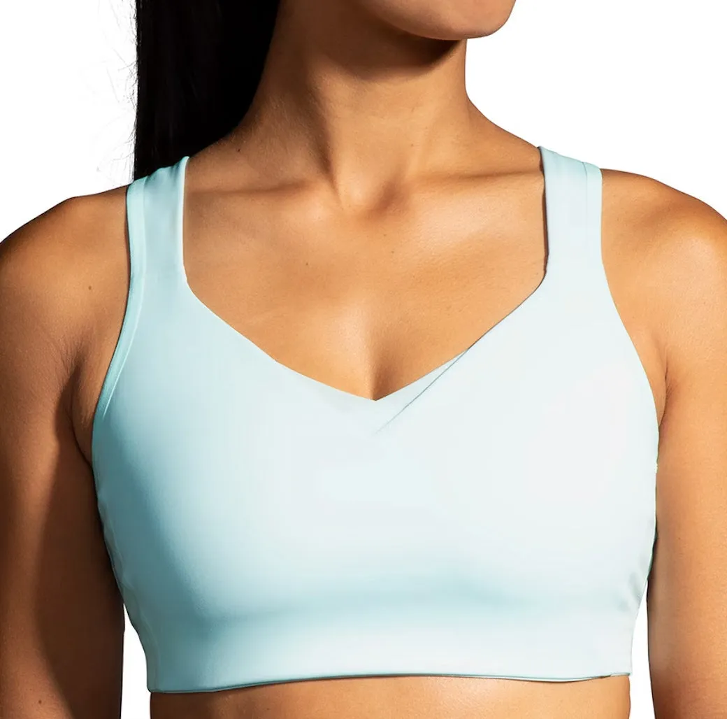 Brooks Drive Convertible Run Womens Sports Bra - Blue Coverstitch seams