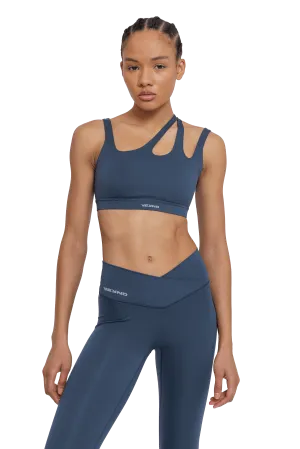 Interlock Stitching SPORTS BRA ASYMMETRIC - Navy