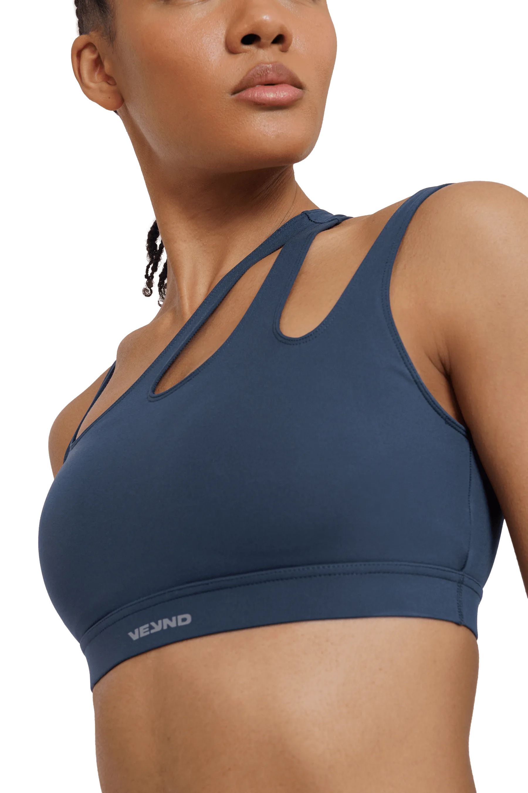 Adjustable hook smooth material SPORTS BRA ASYMMETRIC - Navy