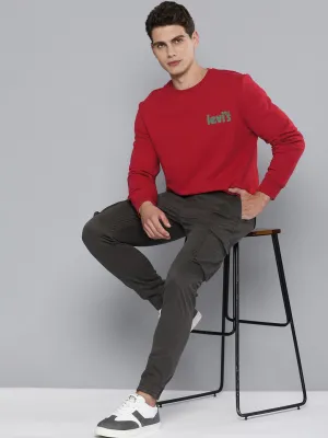 Ramadan wear Anti Static Material Men's Solid Red Crew Neck Sweatshirt