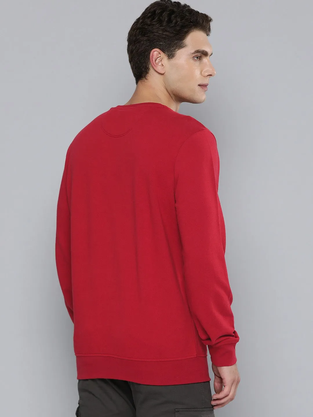 Halloween look Personalizable Men's Solid Red Crew Neck Sweatshirt