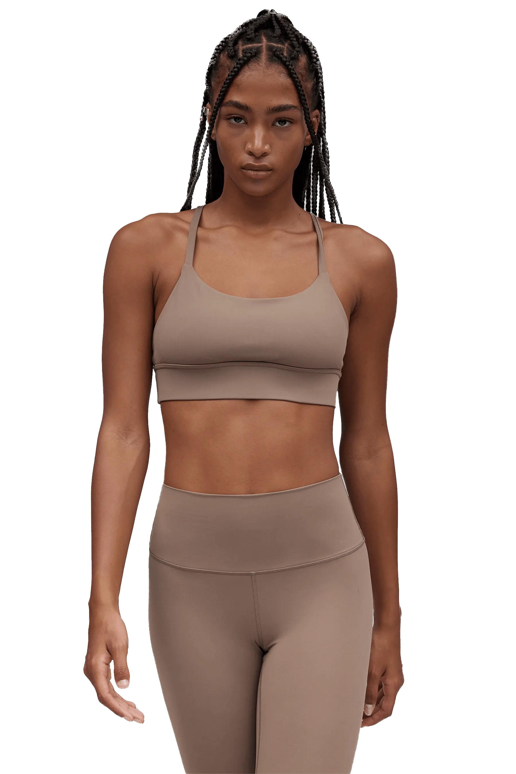 SPORTS BRA LONGLINE - Tan Upper body workouts Breathable Mesh Panels