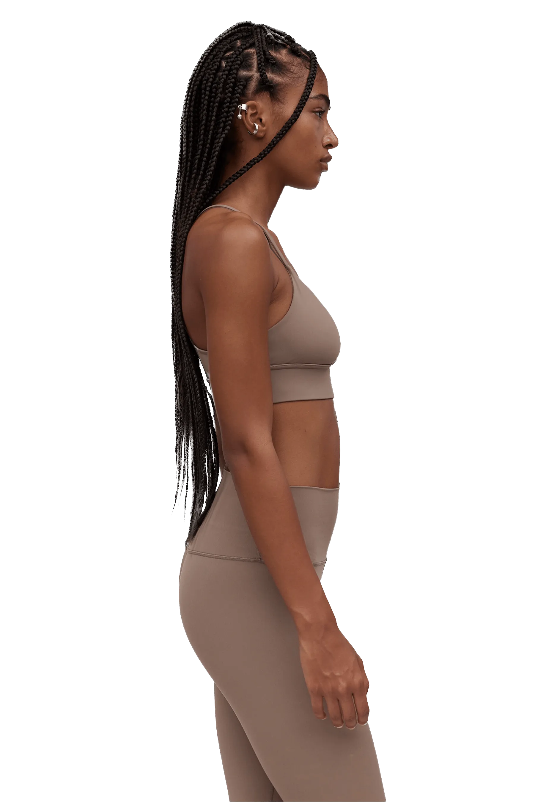 SPORTS BRA LONGLINE - Tan Cropped fit seams Tight fit seams
