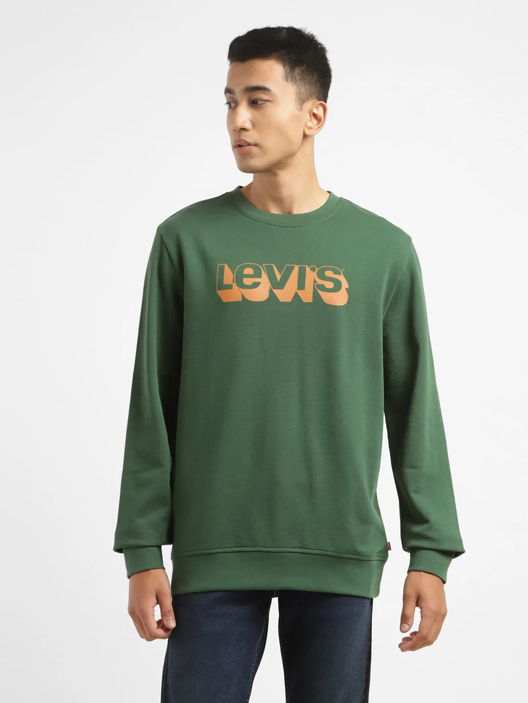 Men's Brand Logo Crew Neck Sweatshirt Cozy