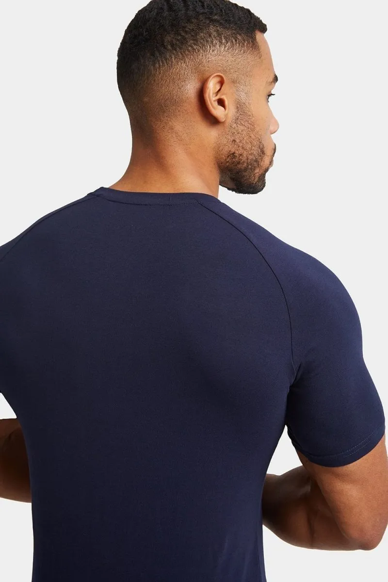 Premium Athletic Fit T-Shirt in True Navy Chill Comfort Look DoubleStitched Seams