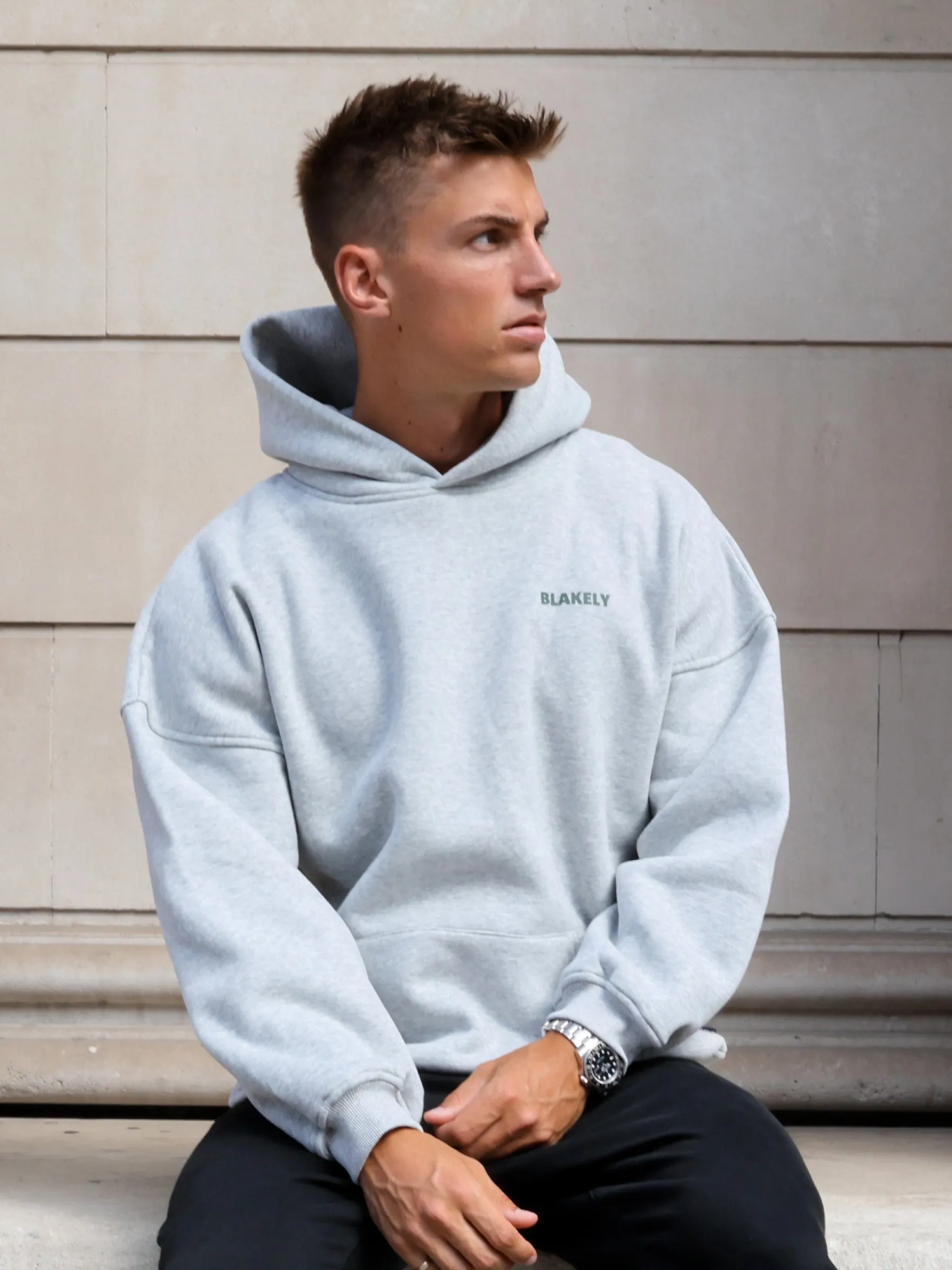 American style Concert Going Arlo Relaxed Hoodie - Marl Grey