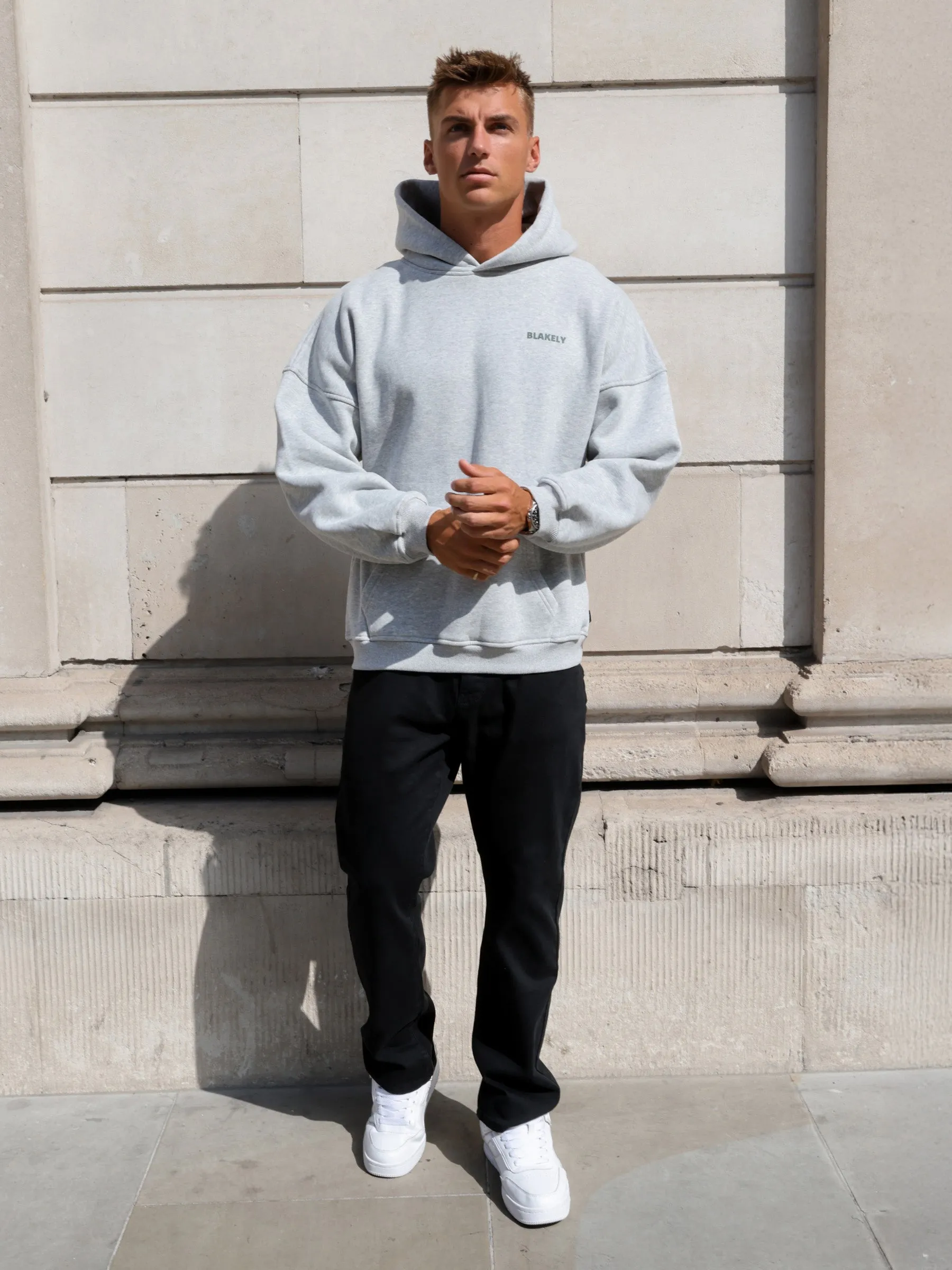 Seamless Side Construction Arlo Relaxed Hoodie - Marl Grey