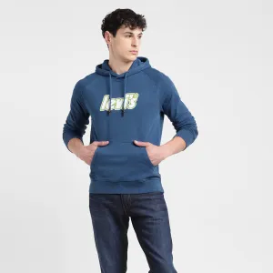 City Edge Men's Solid Blue Hooded Sweatshirt