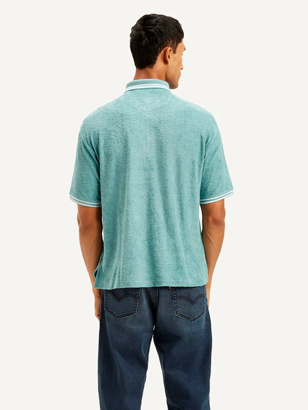 Men's Knitted Teal Polo T-shirt LowMaintenance Fabric Moisture Wicking Fabric