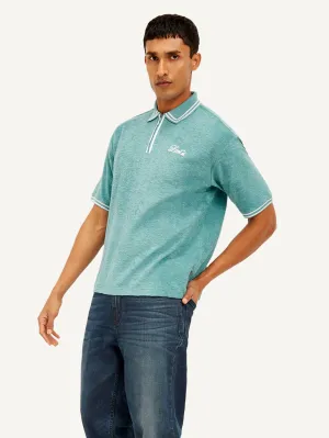 Men's Knitted Teal Polo T-shirt Summer Business Lightweight Material