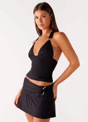 Collab Mini Skirt - Black Casual Smart Evening Motion