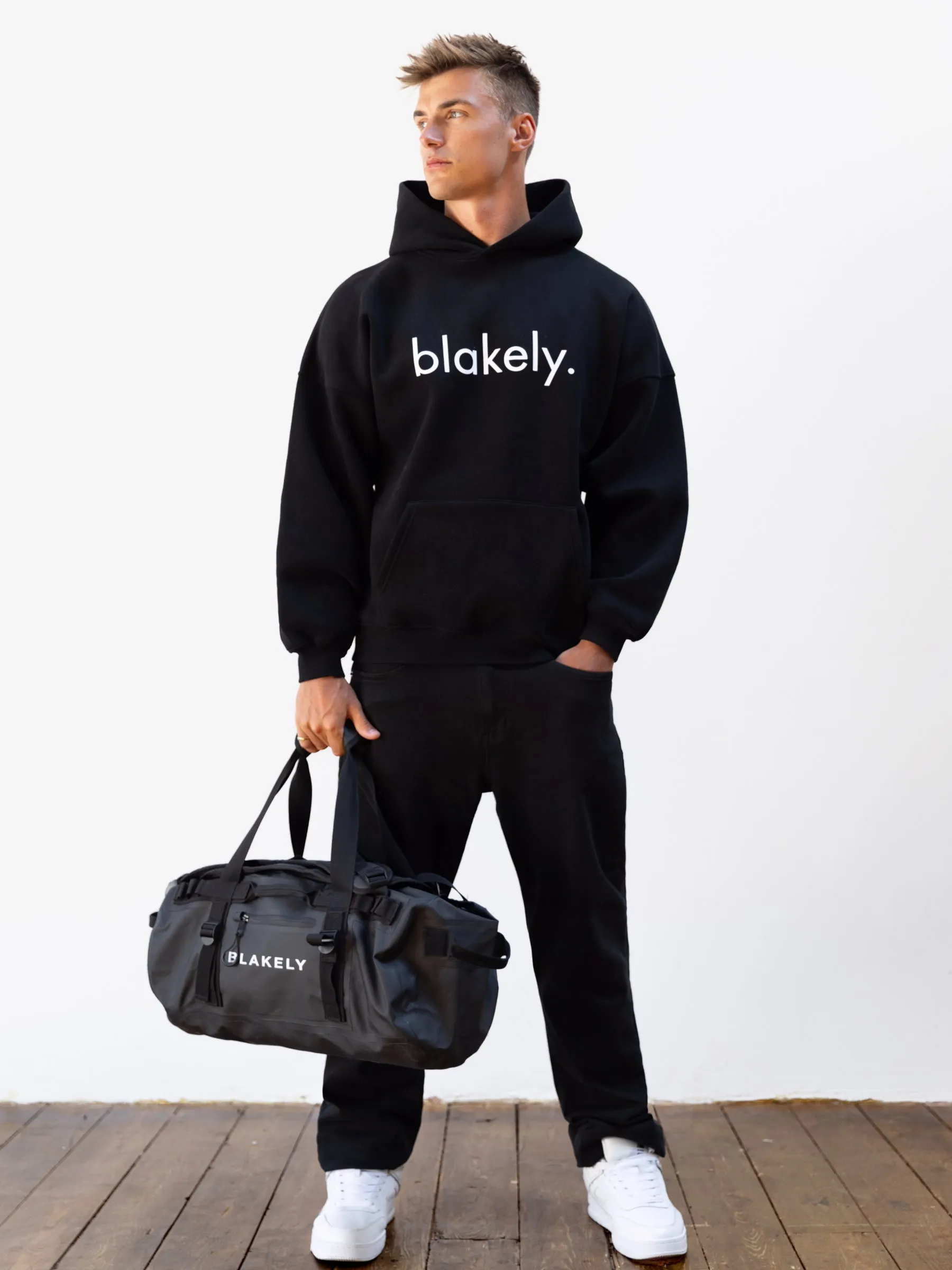 Logo Relaxed Hoodie - Black Heavyweight Cotton