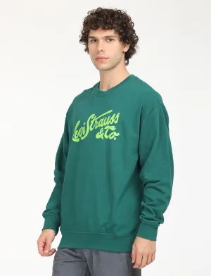 Men's Solid Green Crew Neck Sweatshirt Fashion Statement