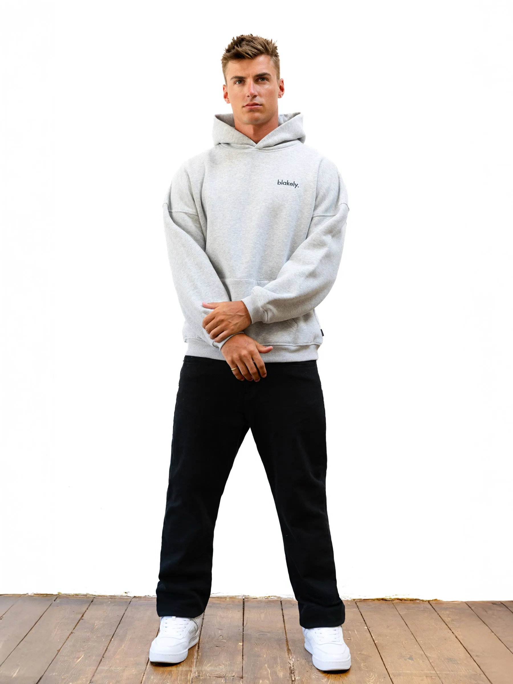 Sami Relaxed Hoodie - Marl Grey Ribbed Hemming Western Style