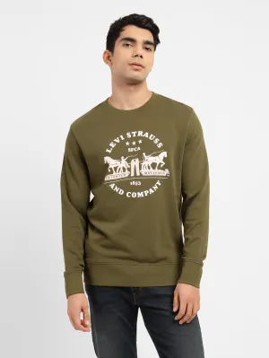 Men's Graphic Print Crew Neck Sweatshirt Four Way Stretch