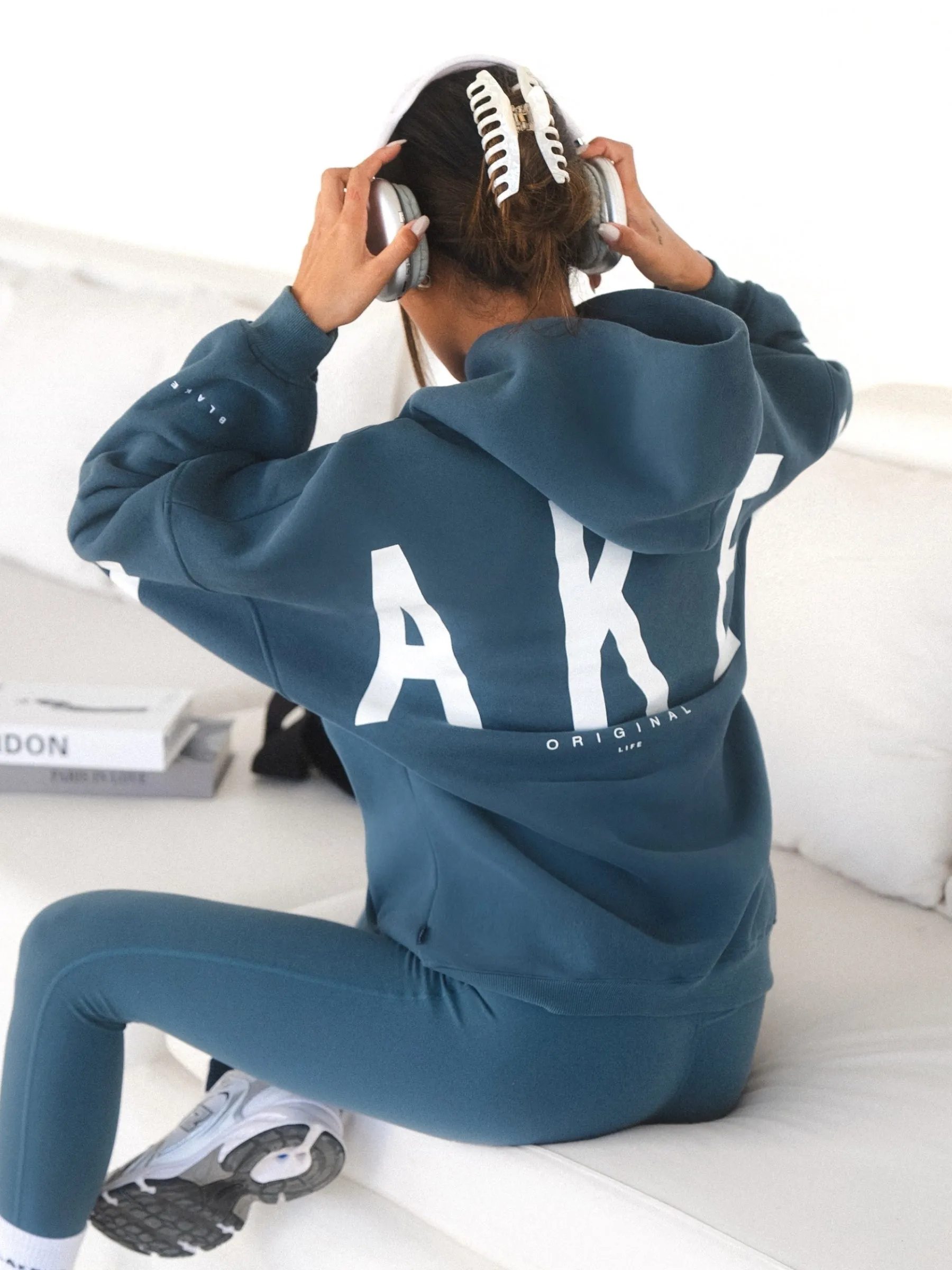 Isabel Oversized Hoodie - Dark Teal Zip Pocket High Demand