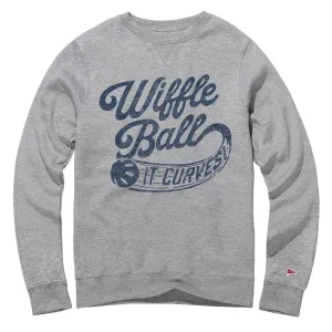 Western Style Flatlock Seam Finish Wiffle Ball Script Crewneck Sweatshirt