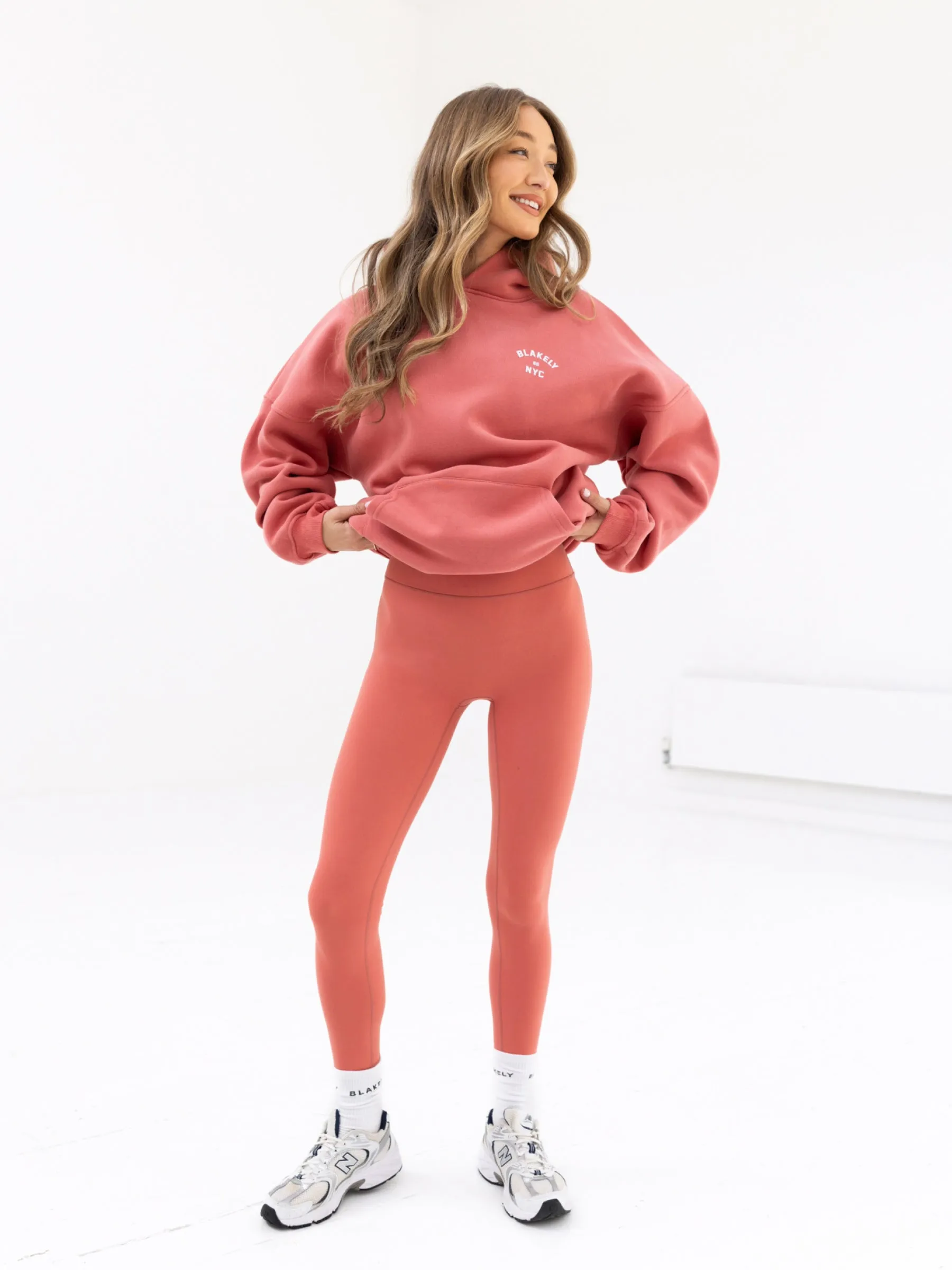 NYC Oversized Hoodie - Sunrise Coral French Terry Cloth Urban Energy