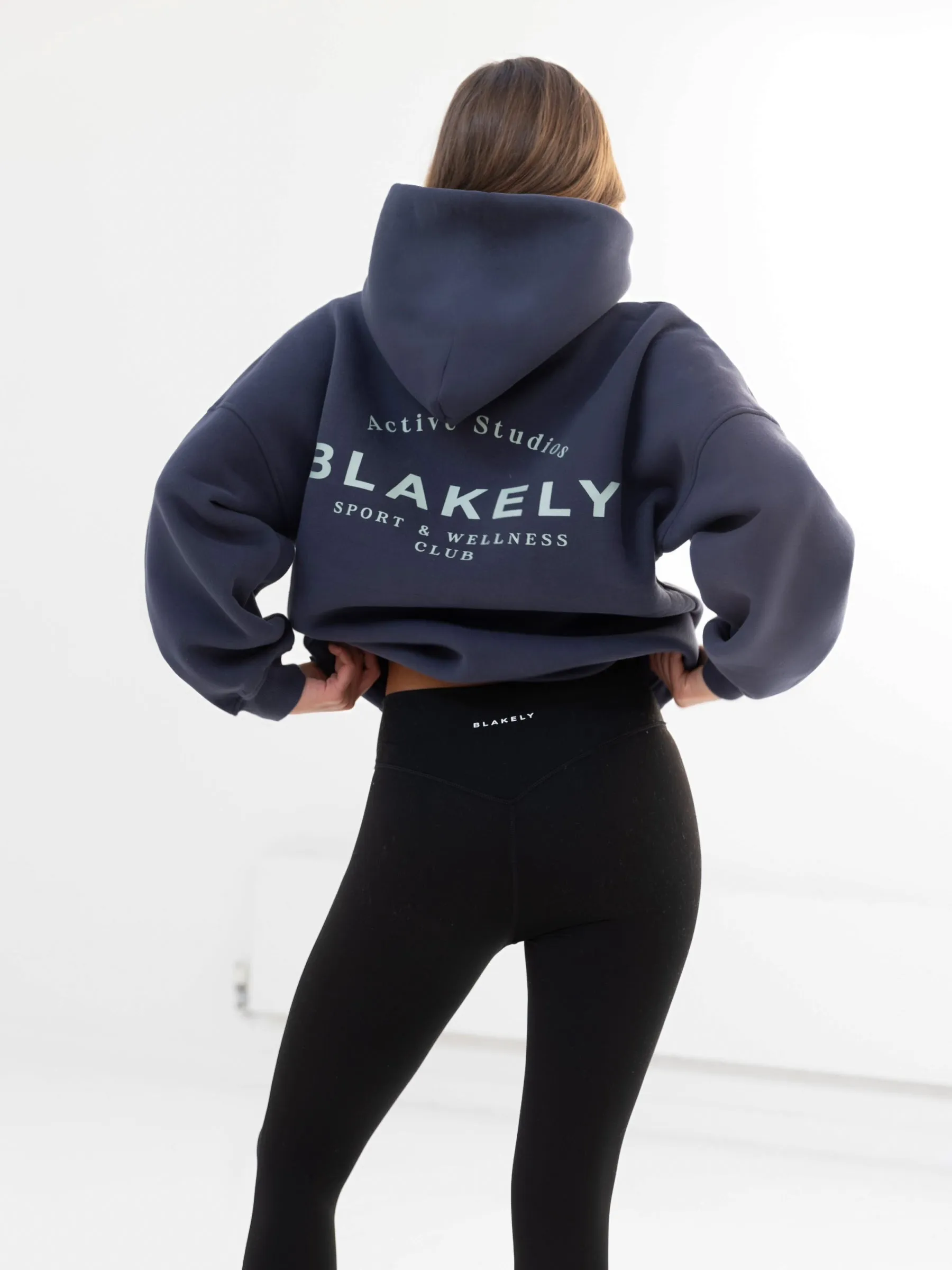 Active Studios Oversized Hoodie - True Navy & Mineral Blue Low Profile Branding desert exploration