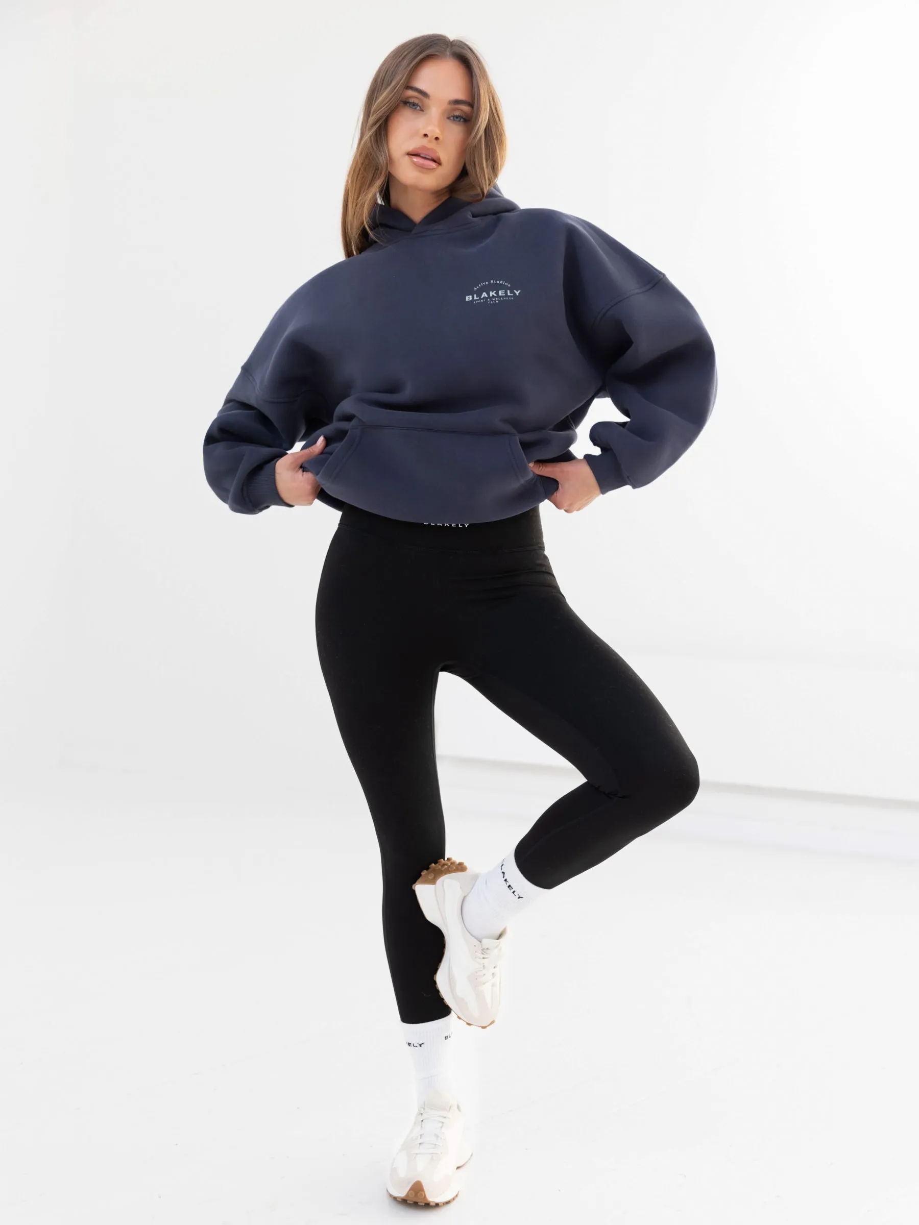 Active Studios Oversized Hoodie - True Navy & Mineral Blue Classic Street